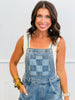 Light Denim Checkerboard Overalls (Reg & Plus)
