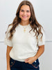 Ivory Mist Short Sleeve Sweater Top (Reg & Plus)
