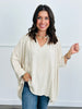 Solid 3/4 Sleeve Ruffle Detail Blouse (Reg. & Plus)