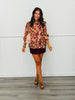 Mauve Multi Floral Print Blouse (Reg & Plus)