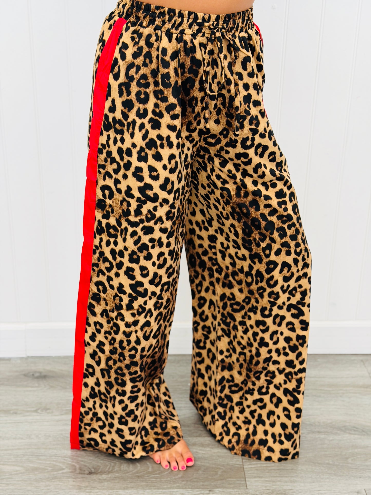 Taupe Leopard Print Side Stripe Pants  (Reg & Plus)