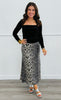 Grey Combo Leopard Sequin Midi Skirt (Reg.)