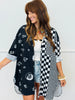 Mixed Print Oversized Button Down Shirt (Reg. and Plus)