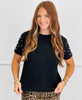 Pearl Embellished Sleeves Top (Reg. and Plus) - 2 Colors