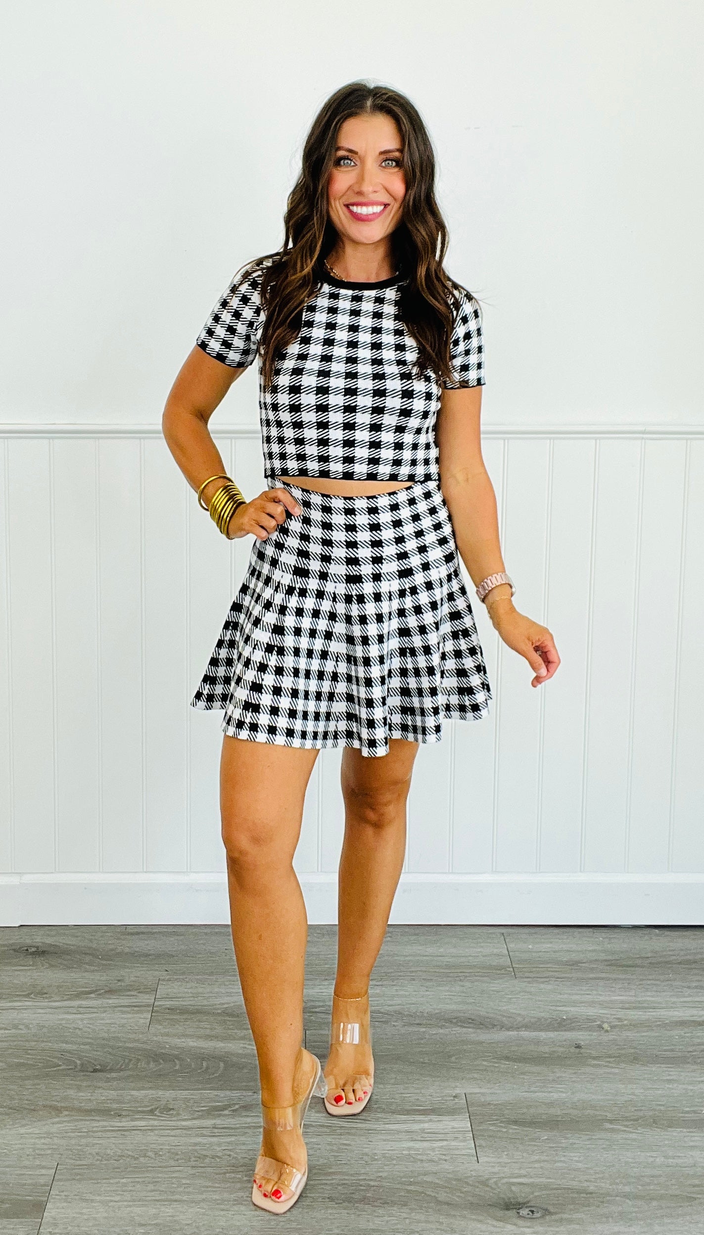 Checkered Top & Skirt Set (Reg)-2 Colors