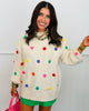 Cream Rainbow Pom Pom Sweater Top (Reg & Plus)