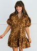 Brown Leopard Print Zip Front Mini Dress (Reg & Plus)