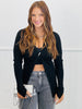 Luxe Black Single Button Sweater Top  (Reg.)