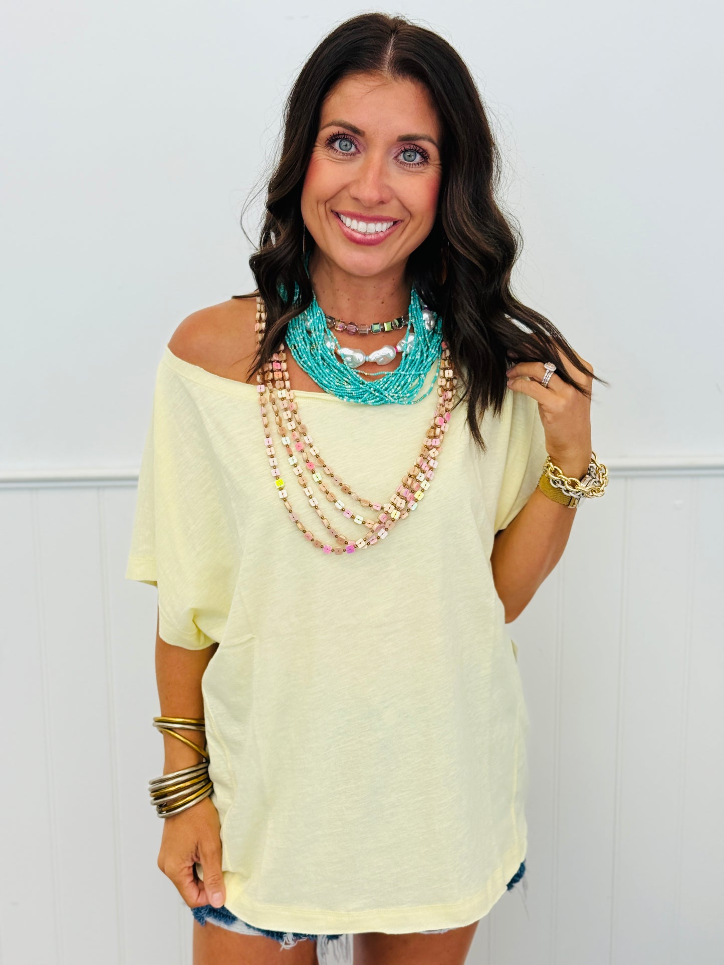 Cotton Slub Boat Neck Tee (Reg.)-8 Colors