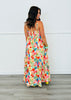 White Multi Floral Print Strappy Midi Dress (Reg.)