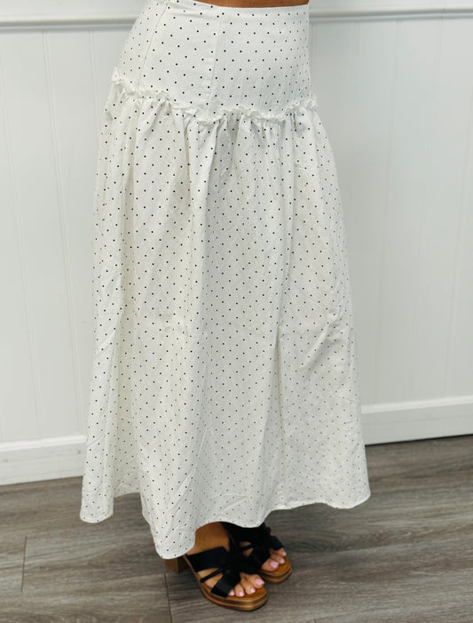 White/Black Polka Dot Maxi Skirt (Reg.)