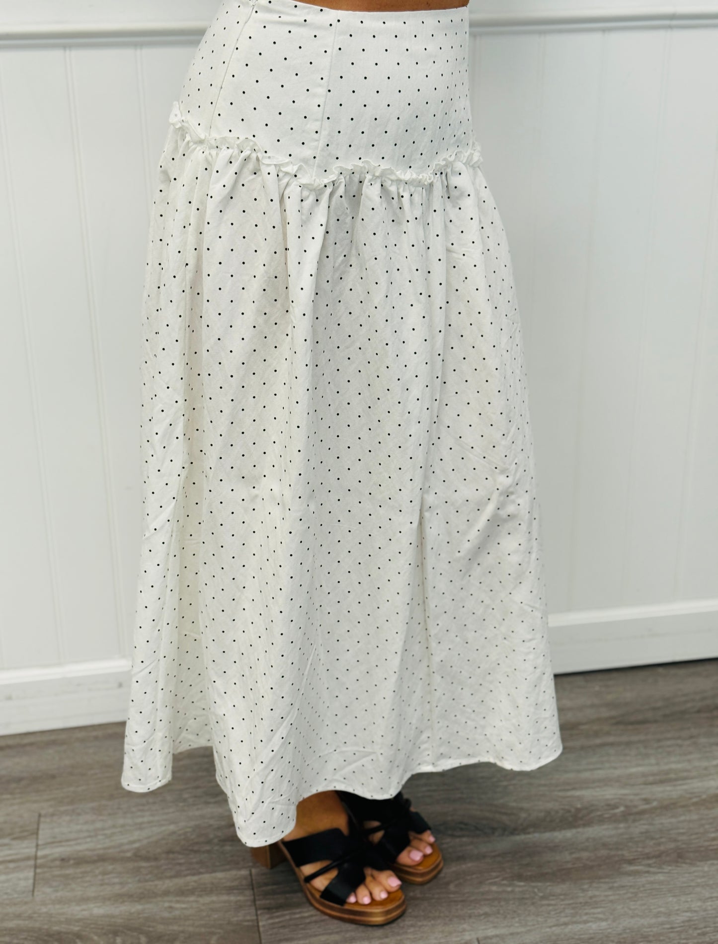 White/Black Polka Dot Maxi Skirt (Reg.)