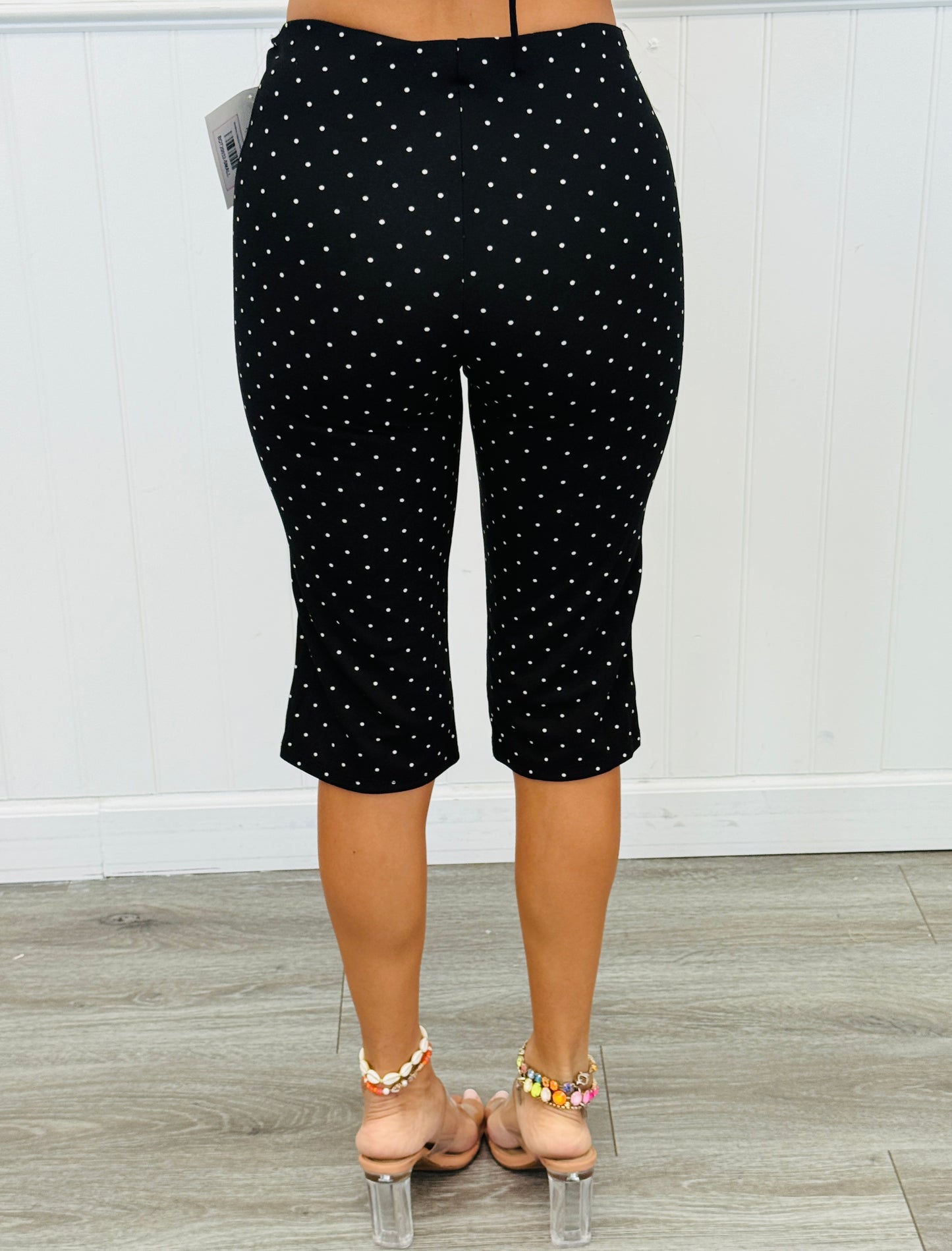 Black/Ivory Polka Dot Print Capri Pants (Reg.)