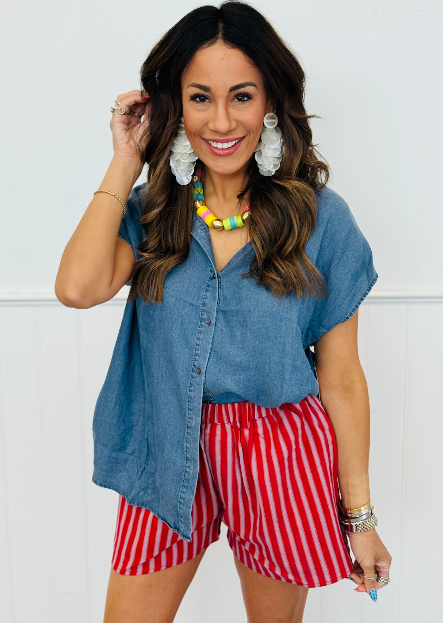 Stripe Contrast Pocket Shorts (Reg. and Plus) - 4 Colors