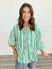 Contrast Stripes Peplum Blouse (Reg & Plus)-2 Colors