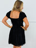 Black Eyelet Puff Sleeve Dress (Reg.)