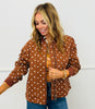 Mocha Polka Dot Zip Up Jacket (Reg. and Plus)