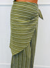 Olive Striped Front Wrap Detail Pants (Reg.)