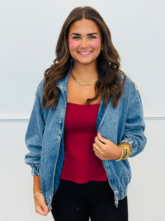 Dark Denim Zip Up Jacket (Reg.)