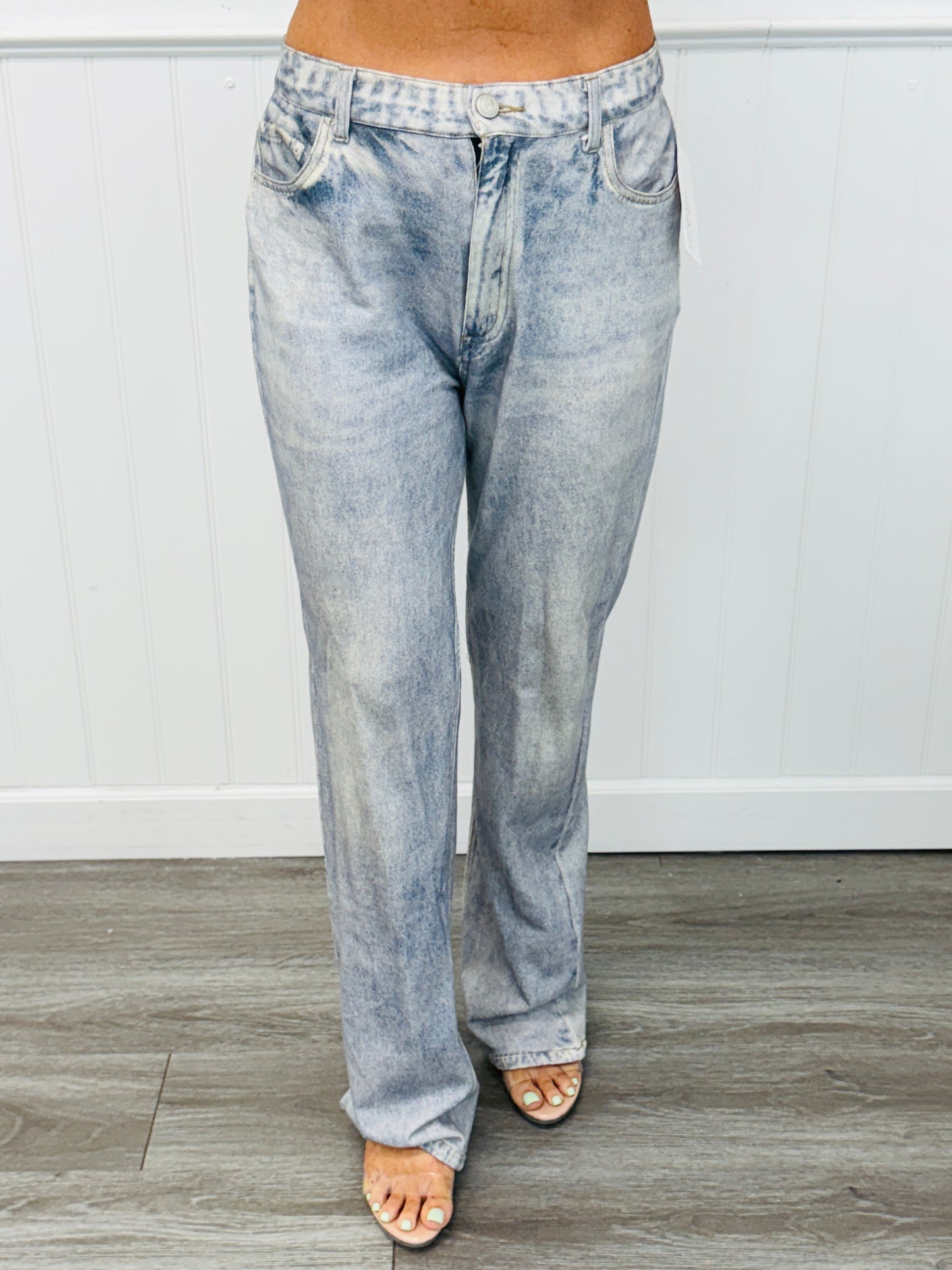 Light Acid Wash Denim Boot Cut Jeans (Reg.)