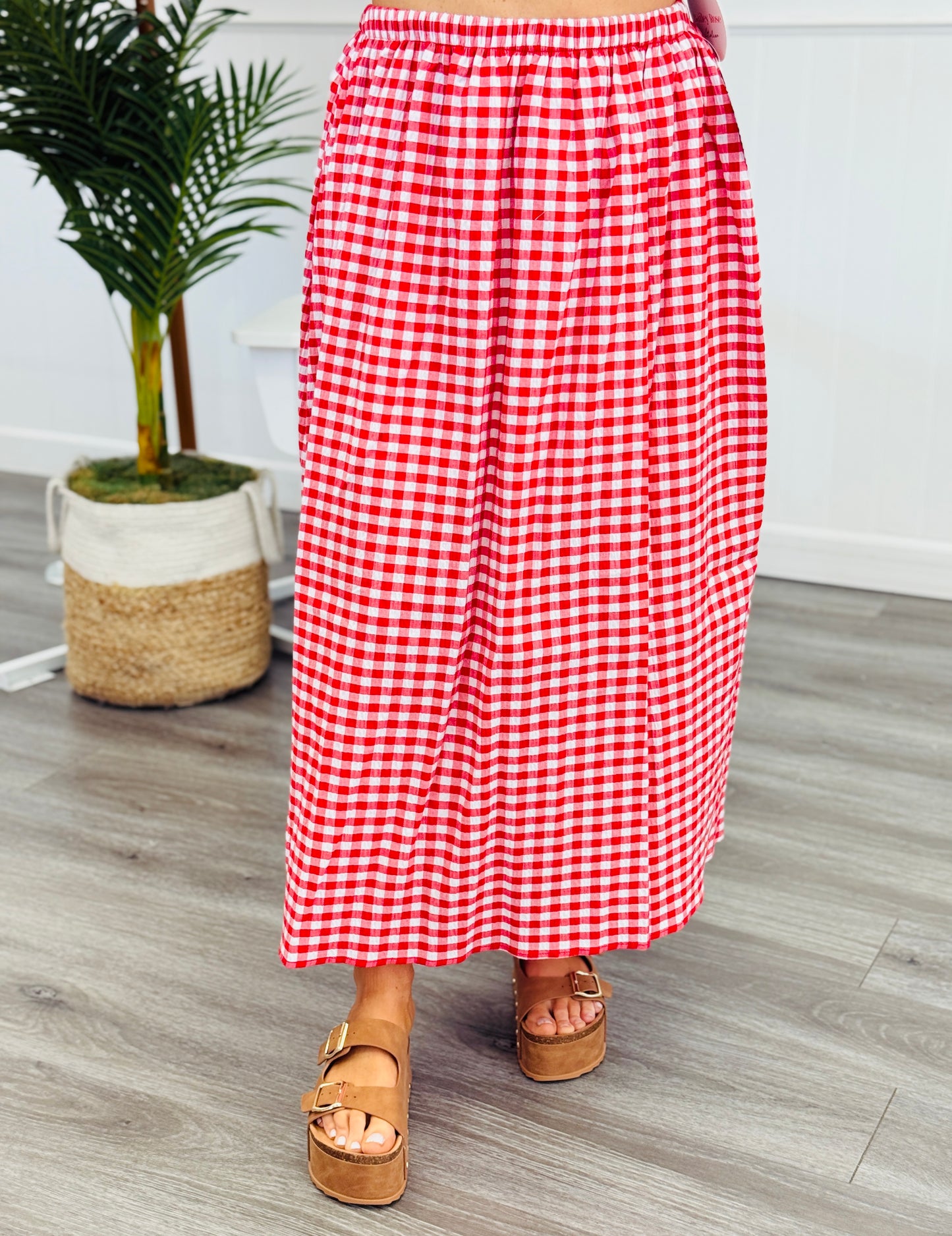 Red Gingham Maxi Skirt (Reg & Plus)