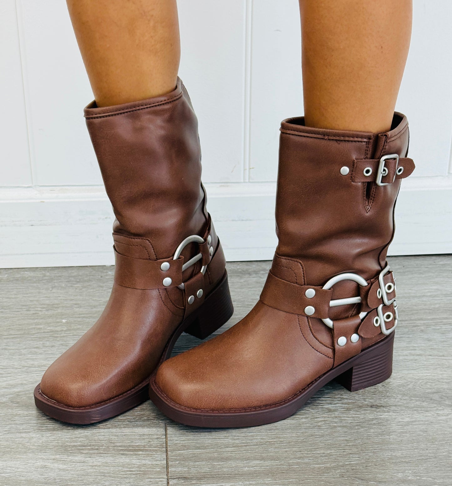 Brown Take Me Back Moto Boots