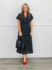 Black Polka Dot Smocked Waist Midi Dress (Reg. and Plus)