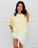 Yellow Lace Asymmetrical Hem Blouse (One Size)