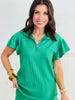 Quarter Zip Flutter Sleeve Top (Reg. & Plus)- 3 Colors