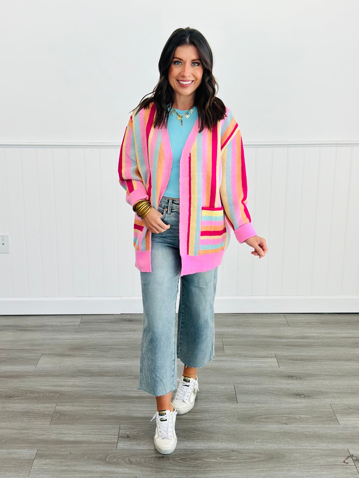 Multicolor Striped Sweater Cardigan (Reg.)