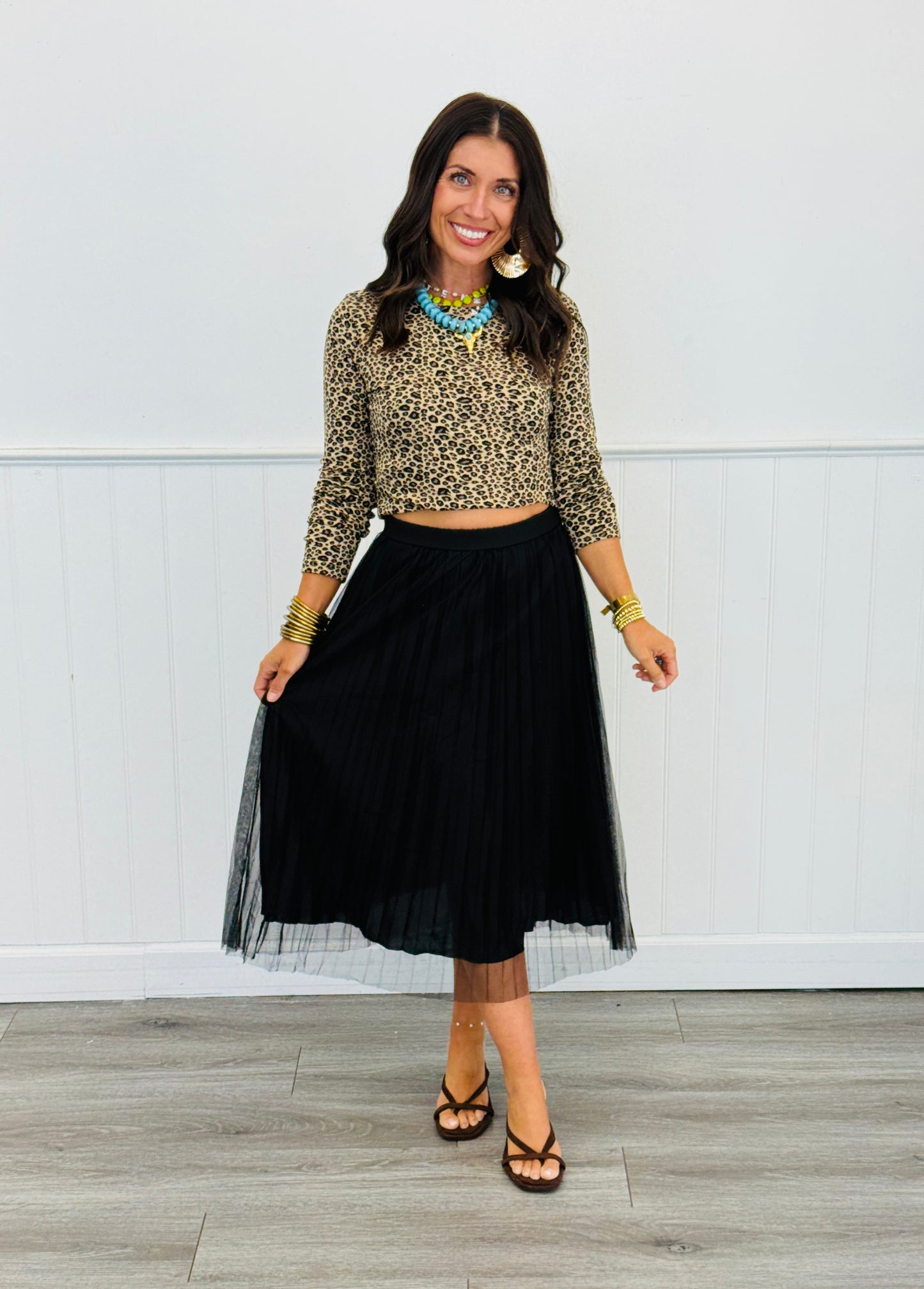Tulle Double Layered Pleated Skirt (Reg)-3 colors