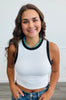 Off White Contrast Band Top (Reg & Plus)