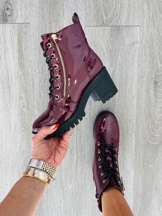 Divine in Wine Combat Boots