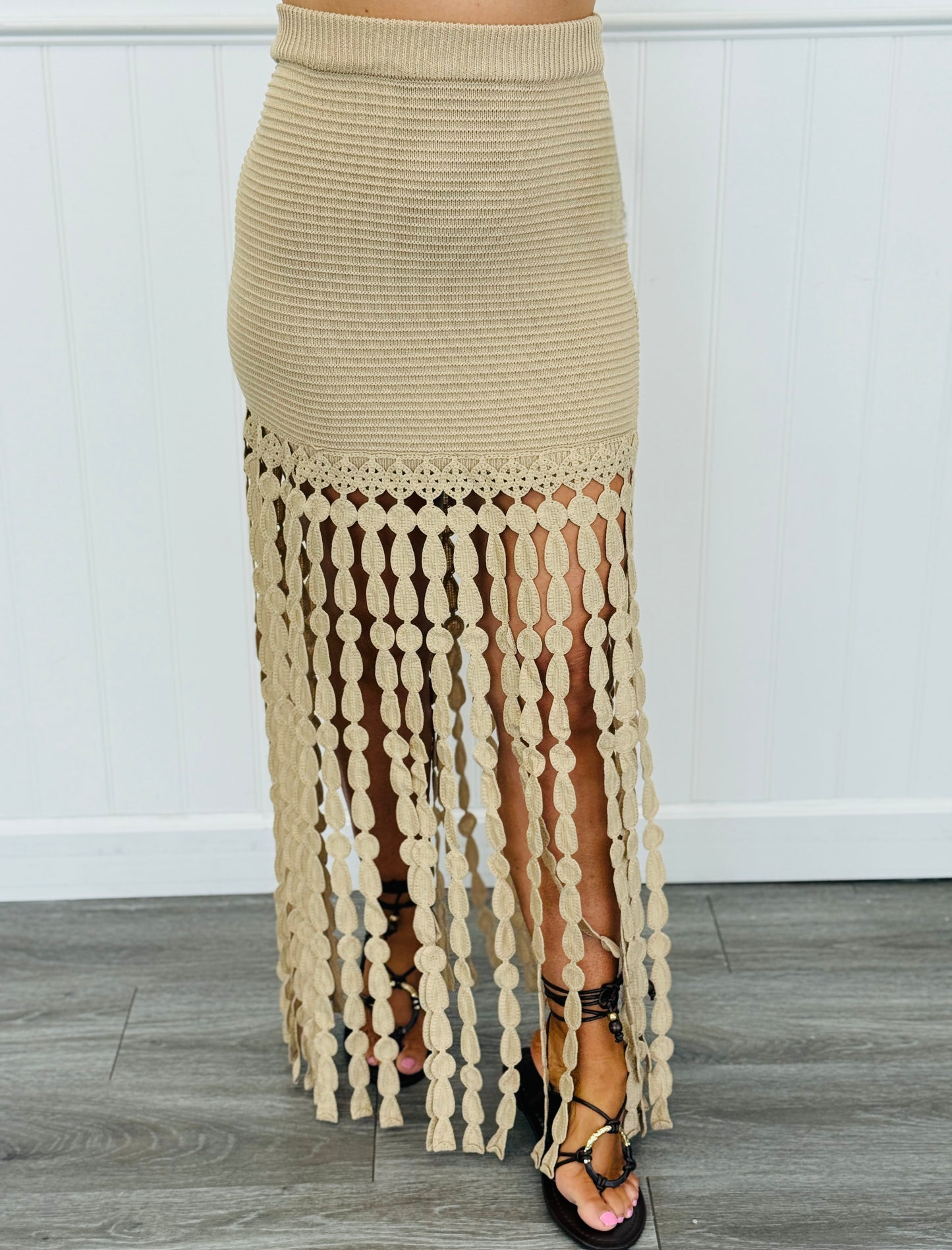 Knit Fringe Hem Detail Mini Skirt (Reg.) - 2 Colors