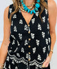 Black Floral Embroidered Top & Skirt Set (Reg. and Plus)