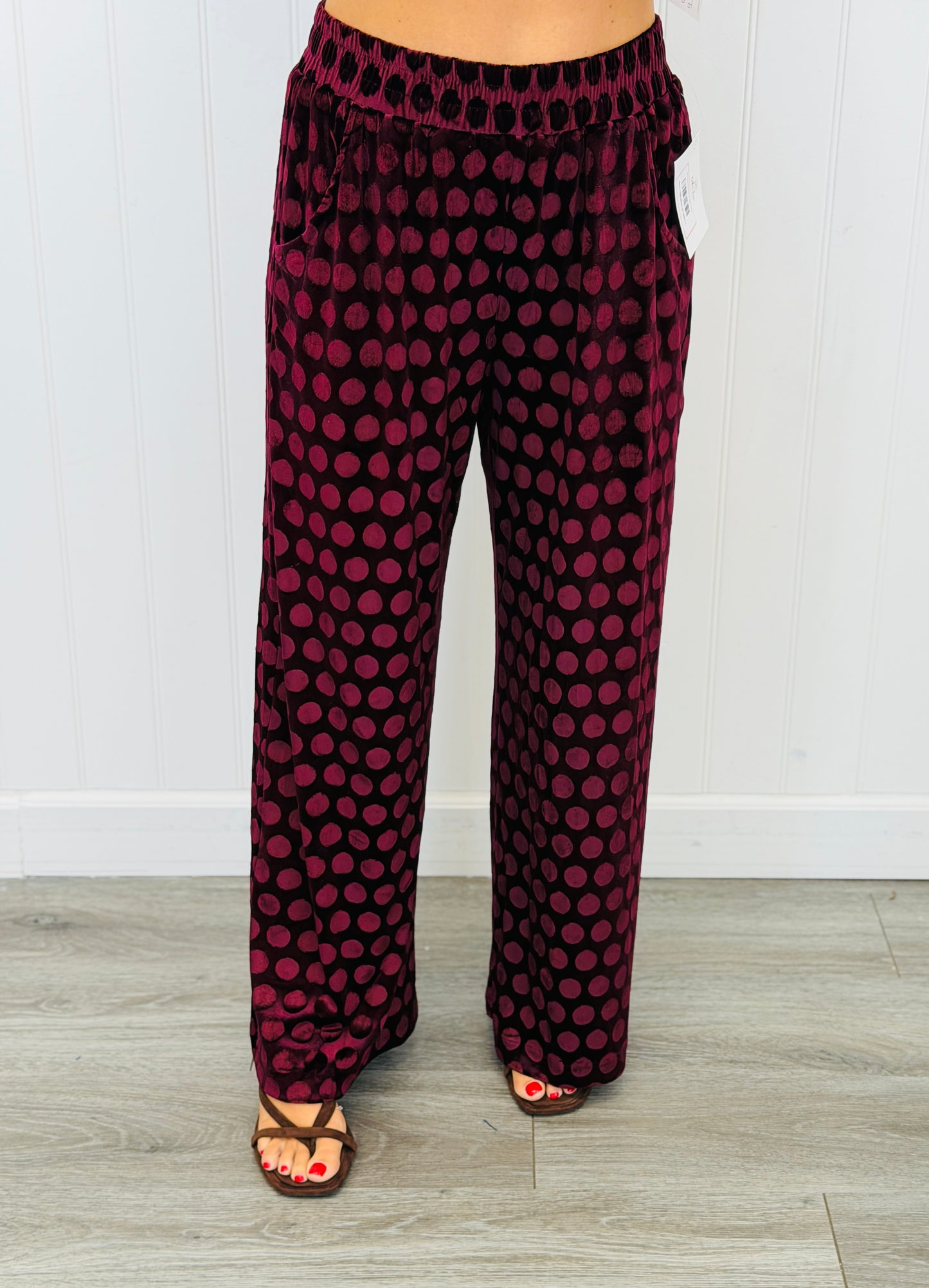 Velvet Polka Dot Wide Leg Pants (Reg.) - 3 Colors