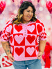 Red/Pink Checker Heart Sweater Top (Reg.)