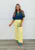 Denim Puff Sleeve Embroidered Top (Reg & Plus) - 2 Colors