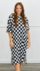 Black/White Checkered Midi Dress (Reg. and Plus)