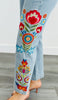 Washed Denim Floral Embroidered Pants (Reg.)