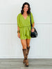 Green Deep V-Neck Romper (Reg. and Plus)
