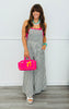 Black Stripe Wide Leg Overall Jumpsuit (Reg.)