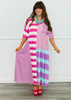 Purple Multi Pattern Maxi Dress (Reg & Plus)