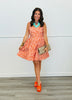 Orange Jacquard Floral Twirl  Mini  Dress (Reg.)