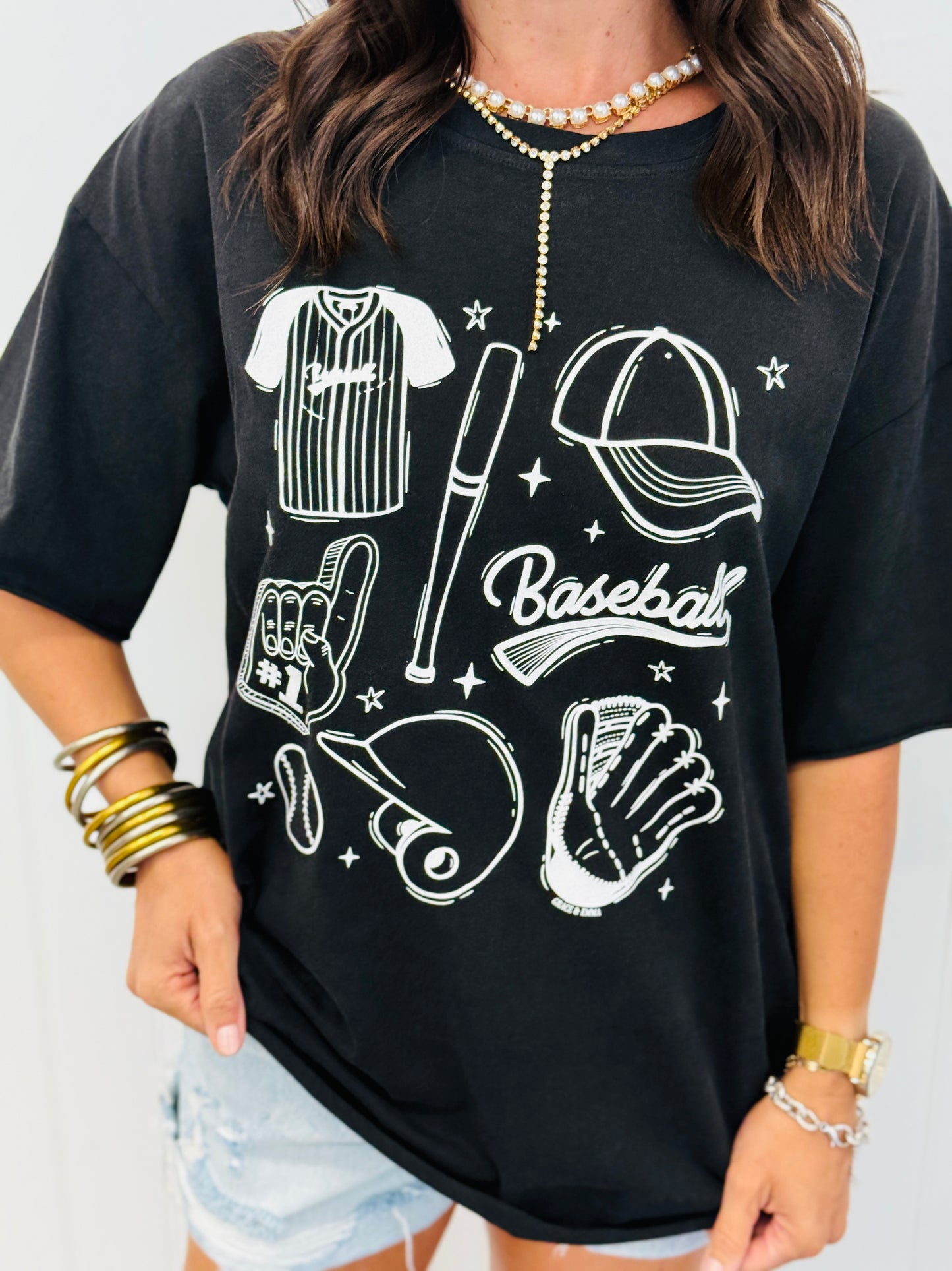 Black Baseball Elements Boxy Tee (Reg. and Plus)