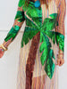 Queen Of Sparkles Rainbow Stripe LS Palm Tree Sheer Coverup Dress (Reg. & Plus)