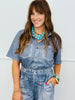 Faux Washed Denim Blue Utility Jumpsuit (Reg & Plus)