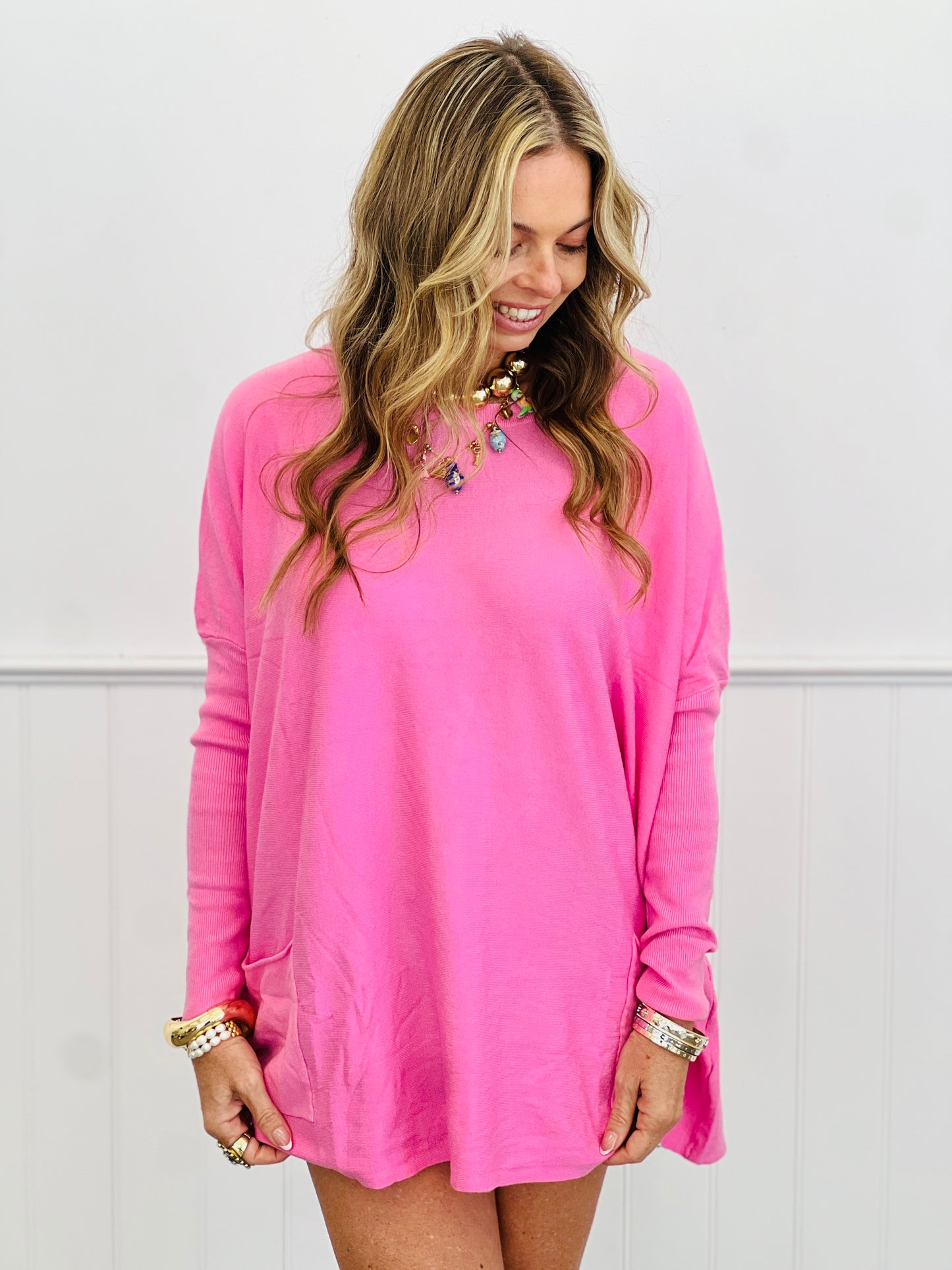 Oversized Pullover Pocket Sweater Top (Reg.)-4 Colors