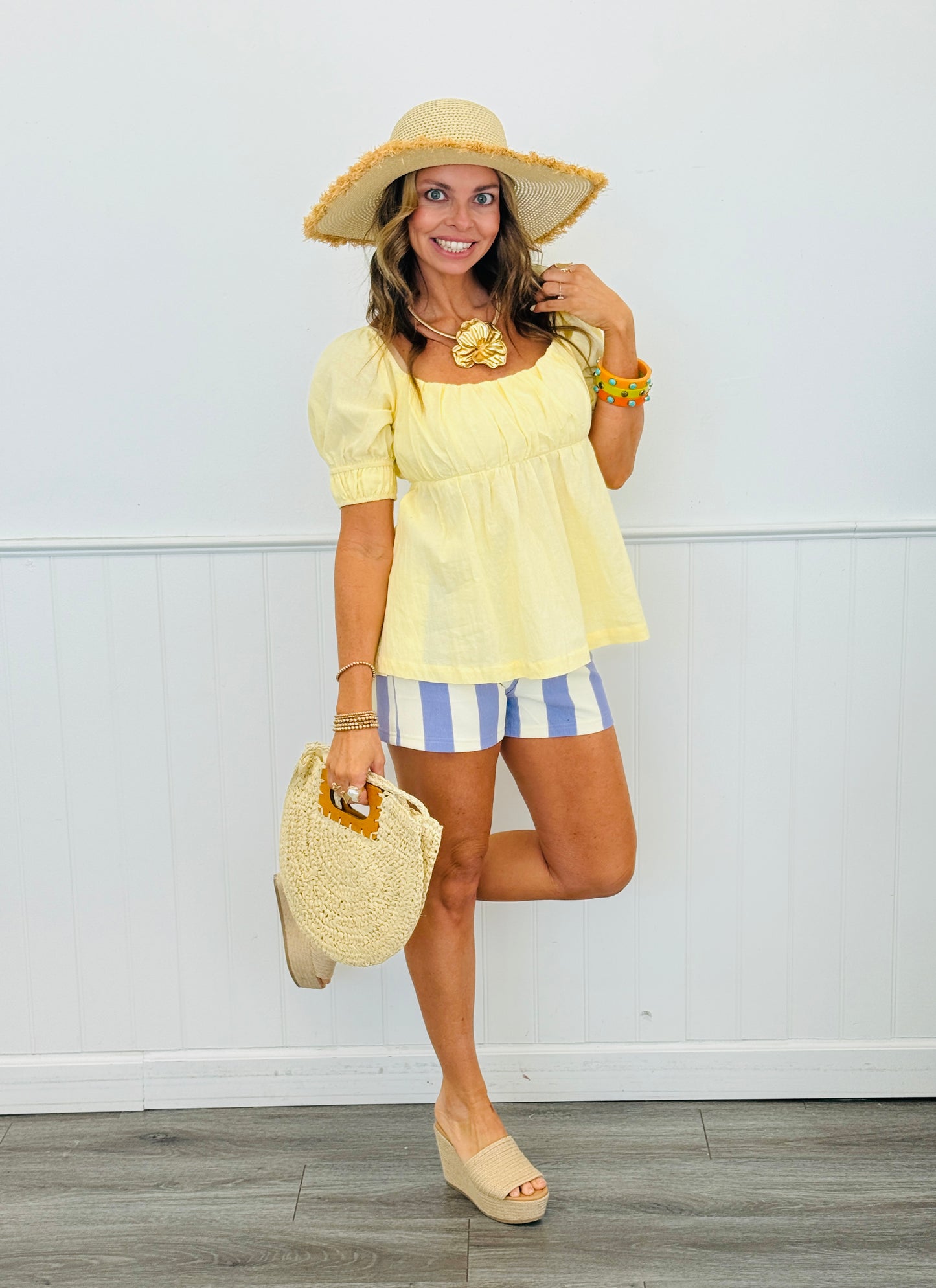 Butter Square Neck Peplum Blouse (Reg. and Plus)