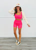Hot Pink Gingham Print Ruched Bra Top (Reg.)